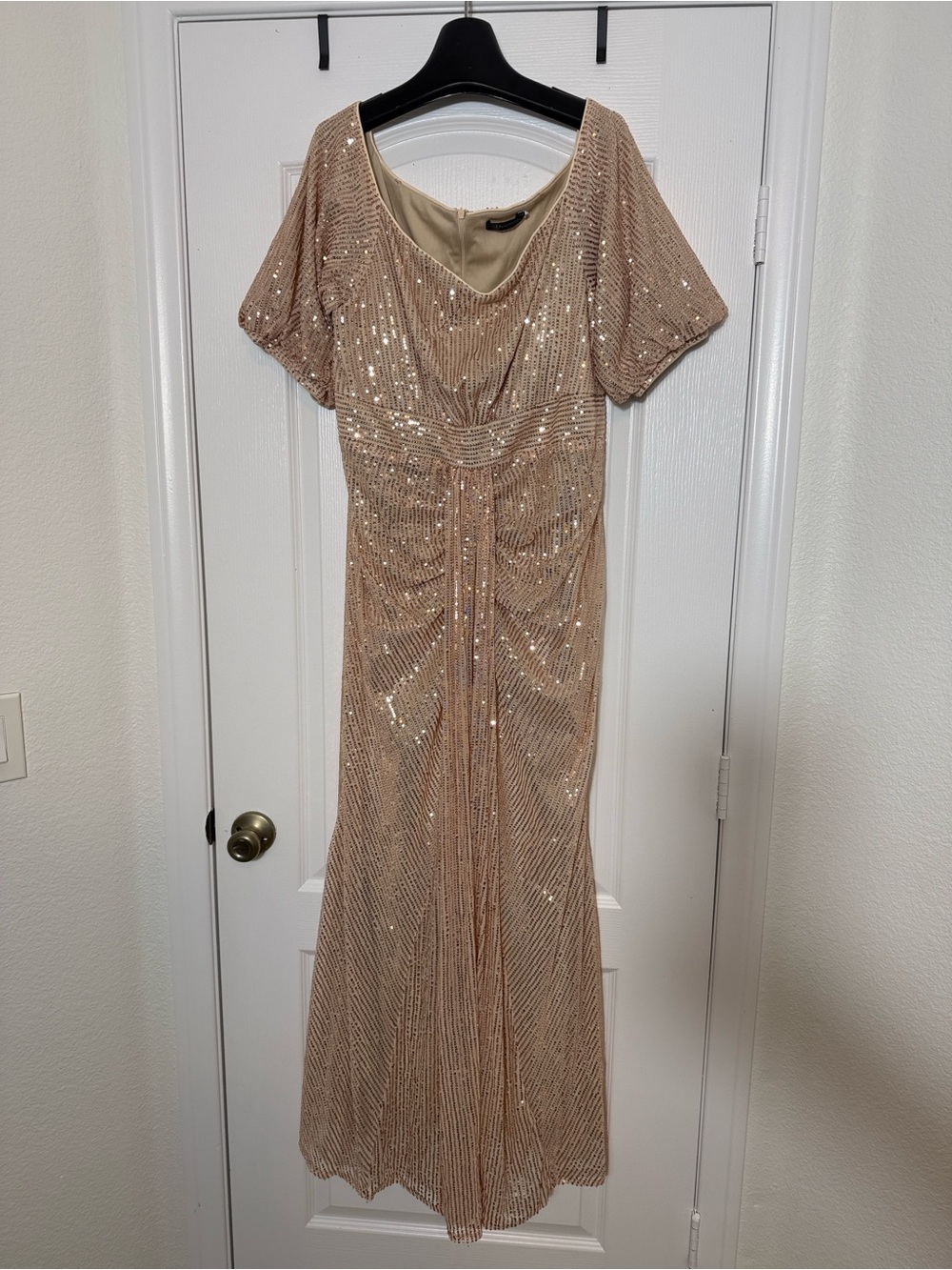 Sequin Maxi Dress in Blush Champagne 1X - Picture 5 of 6